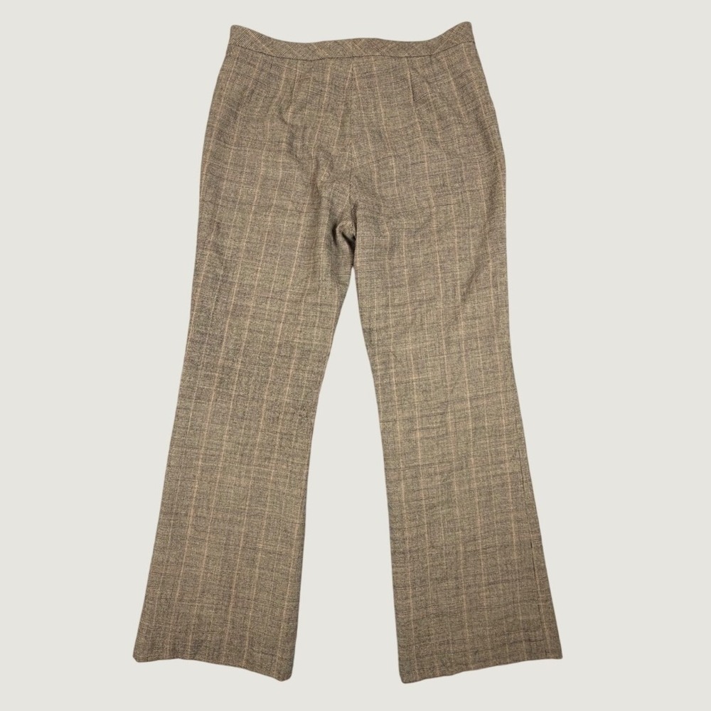 Tahari Women Brown Plaid Virgin Wool Blend Wide Leg Dress Pants Size 12 - Picture 3 of 9